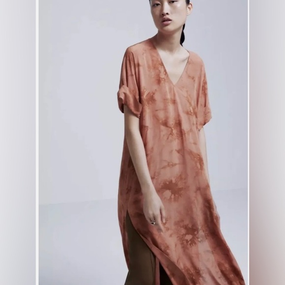 Zara Terracotta Tie Dye Long Tunic Dress - Picture 4 of 9